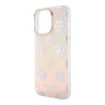 Guess для iPhone 15 Pro чехол PC/TPU Peony glitter +Nylon Hand cord Hard Iridescent Pink