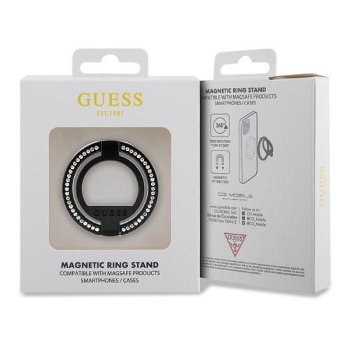 Guess кольцо-держатель MagSafe Metal Ring stand Diamond Rhinestones Black
