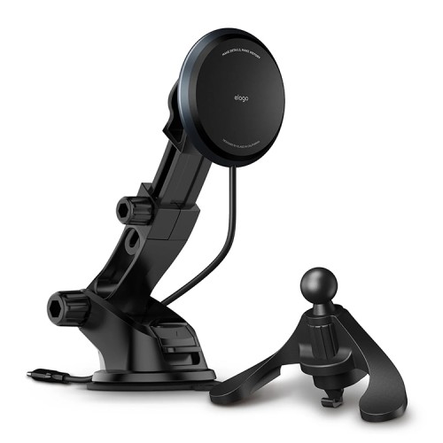 Elago Автодержатель-беспроводное ЗУ Magsafe Phine Mount 15W Air/Dash Dark Grey