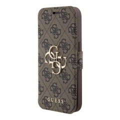Guess для iPhone 15 Pro чехол PU 4G Big metal logo Booktype Brown