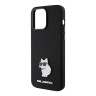 Lagerfeld для iPhone 15 Pro Max чехол Liquid silicone NFT Choupette metal pin Hard Black