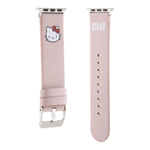 Hello Kitty для Apple Watch 42-41-40 mm ремешок PU Grained leather 3D Rubber Kitty Head Pink