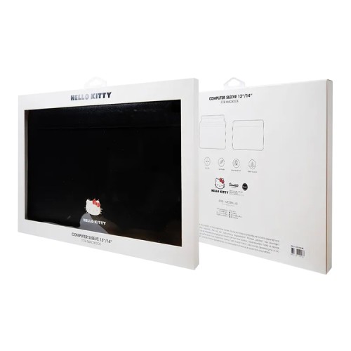 Hello Kitty для ноутбуков 13"/14" чехол Sleeve PU Grained leather Metal Kitty Head Black