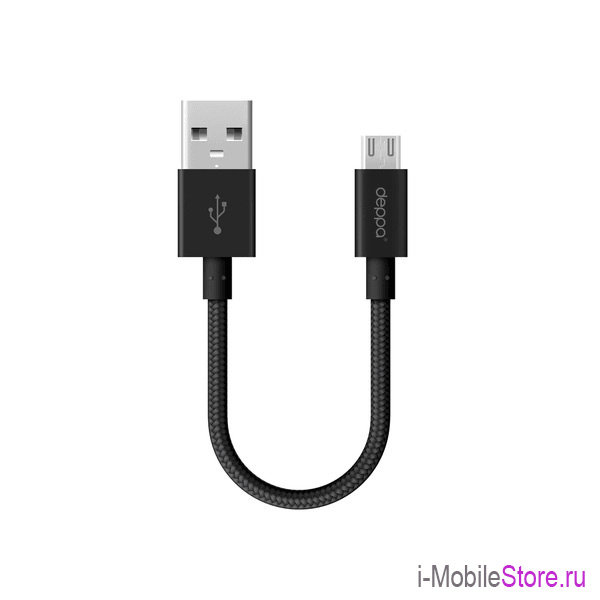 Deppa Alum Short micro USB (0.15 м), черный 72259