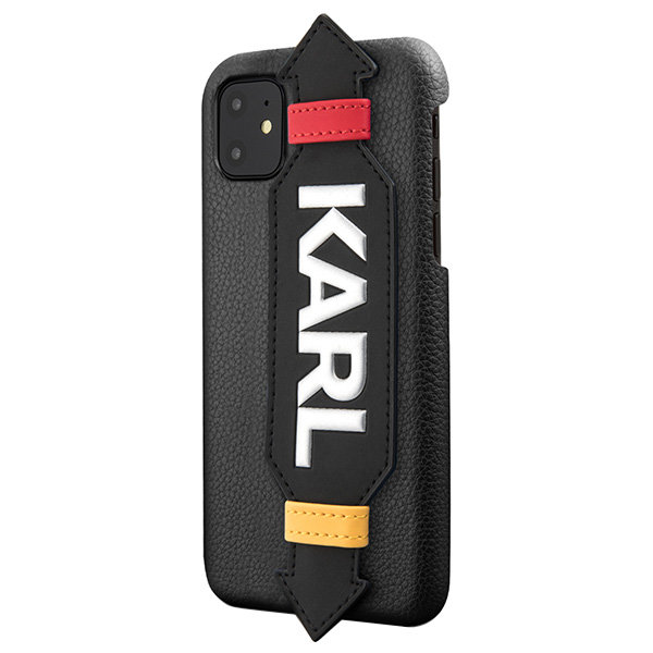 Чехол Karl Lagerfeld PU Leather Strap Karl Logo Hard для iPhone 11, с ремешком, черный