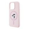 Karl Lagerfeld для iPhone 15 Pro чехол Liquid Silicone NFT Karl & Choupette Body Hard Pink (MagSafe)