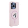Karl Lagerfeld для iPhone 15 Pro чехол Liquid Silicone NFT Karl & Choupette Body Hard Pink (MagSafe)
