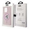 Karl Lagerfeld для iPhone 15 Pro чехол Liquid Silicone NFT Karl & Choupette Body Hard Pink (MagSafe)