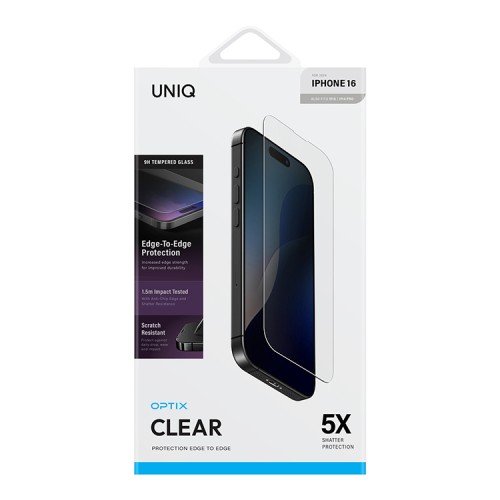 Uniq стекло для iPhone 16 OPTIX Clear (+installer)