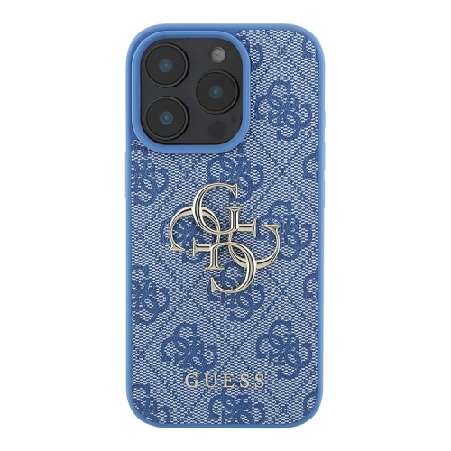 Guess для iPhone 16 Pro Max чехол PU кожа 4G Big metal logo Blue