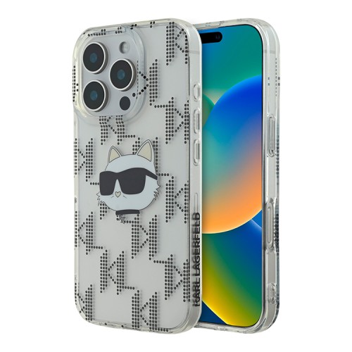 Karl Lagerfeld для iPhone 16 Pro чехол PC/TPU Monogram NFT Choupette прозрачный