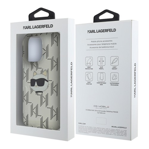 Karl Lagerfeld для iPhone 16 Pro чехол PC/TPU Monogram NFT Choupette прозрачный