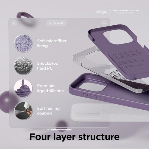 Elago для iPhone 15 Pro чехол Soft silicone (Liquid) Deep Lavender