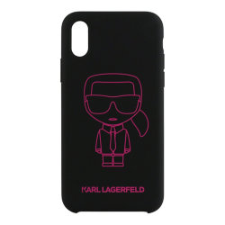 Чехол Karl Lagerfeld Liquid silicone Ikonik outlines Hard для iPhone X/XS, черный/розовый