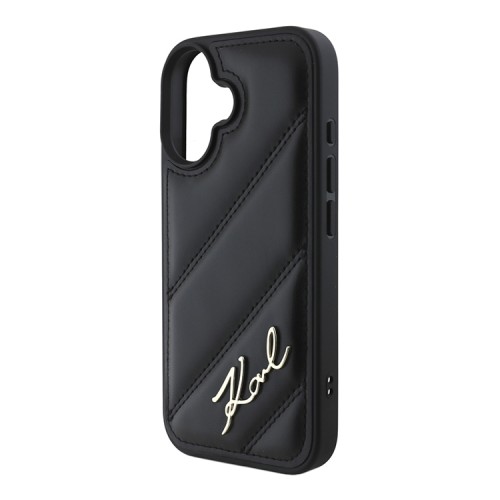 Karl Lagerfeld для iPhone 16 Plus чехол PU Quilted Signature metal logo Hard Black