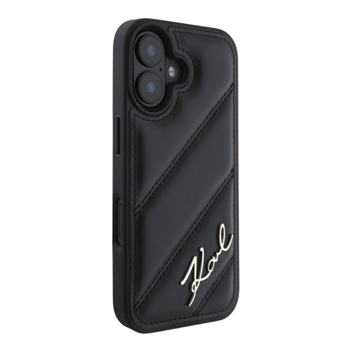 Karl Lagerfeld для iPhone 16 Plus чехол PU Quilted Signature metal logo Hard Black