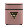 Чехол Guess Saffiano PU leather case with metal logo для Airpods 1/2, розовый