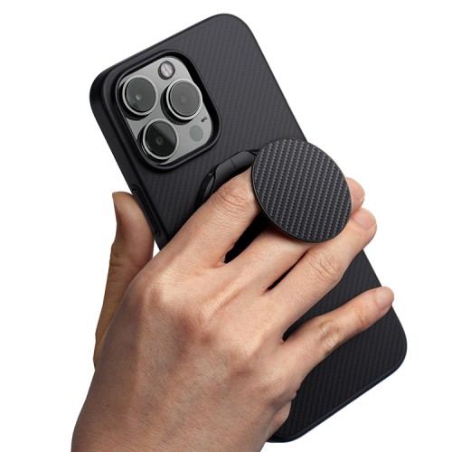 Uniq для iPhone 16 Pro чехол KEVA AIR Kevlar + GripFit Premium Mount Black (MagSafe)