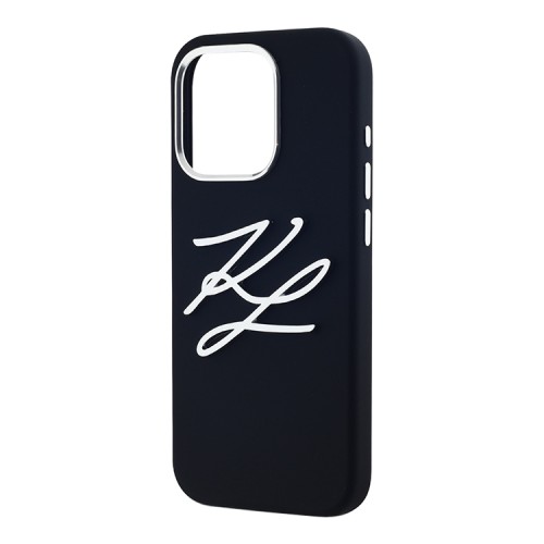 Karl Lagerfeld для iPhone 15 Pro Max чехол Liquid Silicone Metal Logo Initials Hard Black