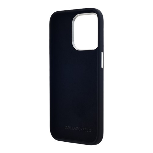 Karl Lagerfeld для iPhone 15 Pro Max чехол Liquid Silicone Metal Logo Initials Hard Black