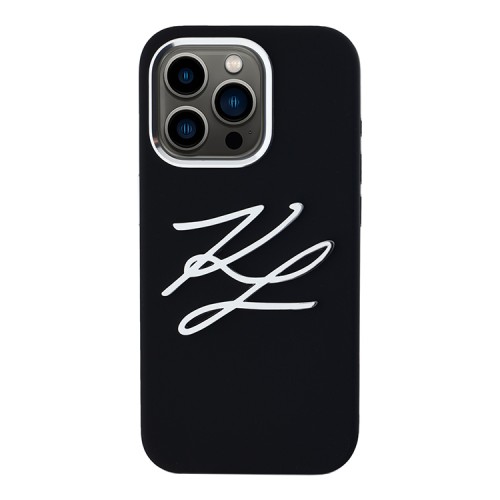 Karl Lagerfeld для iPhone 15 Pro Max чехол Liquid Silicone Metal Logo Initials Hard Black