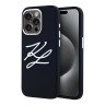 Karl Lagerfeld для iPhone 15 Pro Max чехол Liquid Silicone Metal Logo Initials Hard Black