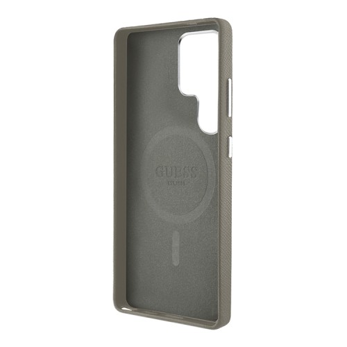Guess для Galaxy S25 Ultra чехол PU Grained leather Triangle metal logo Hard Brown (MagSafe)