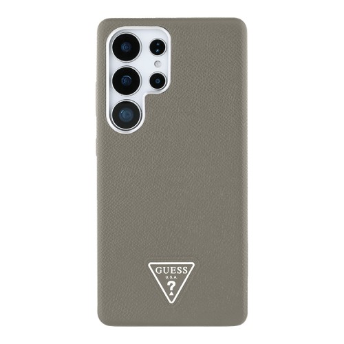 Guess для Galaxy S25 Ultra чехол PU Grained leather Triangle metal logo Hard Brown (MagSafe)