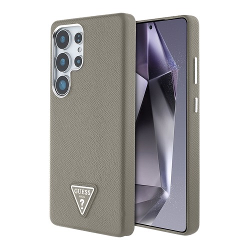 Guess для Galaxy S25 Ultra чехол PU Grained leather Triangle metal logo Hard Brown (MagSafe)