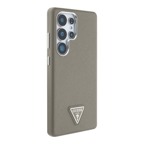 Guess для Galaxy S25 Ultra чехол PU Grained leather Triangle metal logo Hard Brown (MagSafe)