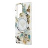 Guess для Galaxy S25 Ultra чехол PC/TPU Glitter Flowers Triangle logo Hard White (MagSafe)