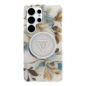Guess для Galaxy S25 Ultra чехол PC/TPU Glitter Flowers Triangle logo Hard White (MagSafe)