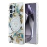 Guess для Galaxy S25 Ultra чехол PC/TPU Glitter Flowers Triangle logo Hard White (MagSafe)