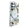 Guess для Galaxy S25 Ultra чехол PC/TPU Glitter Flowers Triangle logo Hard White (MagSafe)