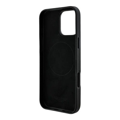 Aston Martin для iPhone 16 Pro чехол PU Full Wrapped Metal logo & Camera Hard Black (MagSafe)