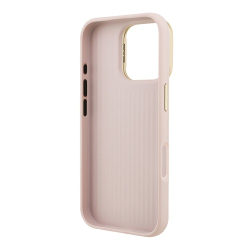 Guess для iPhone 16 Pro Max чехол PU Grained leather 4G Big metal logo and Camera Stand Hard Pink