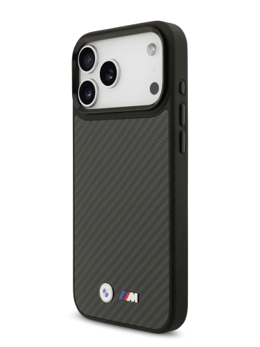 BMW для iPhone 17 Pro чехол M-series Kevlar Matt Metal logo & Cam Hard Black (MagSafe)