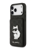 Karl Lagerfeld для iPhone 17 Pro Max чехол Cardslot Stand PU Saffiano Monogram NFT Choupette Hard Black