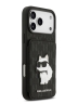 Karl Lagerfeld для iPhone 17 Pro Max чехол Cardslot Stand PU Saffiano Monogram NFT Choupette Hard Black
