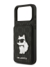 Karl Lagerfeld для iPhone 17 Pro Max чехол Cardslot Stand PU Saffiano Monogram NFT Choupette Hard Black