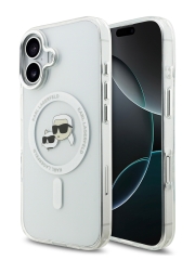 Karl Lagerfeld для iPhone 17 чехол IML NFT Karl & Choup Heads Metal camera Hard White (MagSafe)