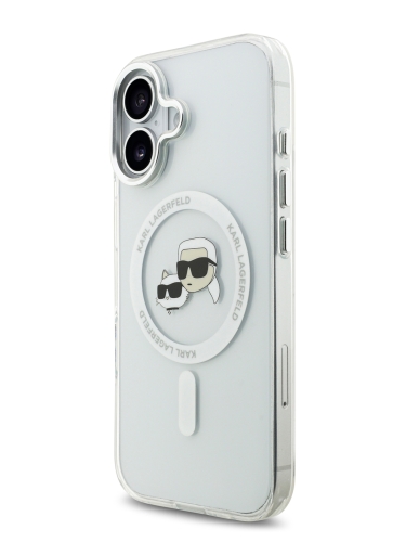 Karl Lagerfeld для iPhone 17 чехол IML NFT Karl & Choup Heads Metal camera Hard White (MagSafe)