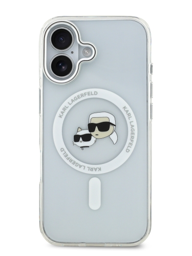 Karl Lagerfeld для iPhone 17 чехол IML NFT Karl & Choup Heads Metal camera Hard White (MagSafe)