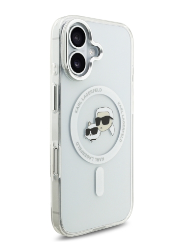 Karl Lagerfeld для iPhone 17 чехол IML NFT Karl & Choup Heads Metal camera Hard White (MagSafe)