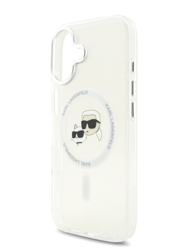 Karl Lagerfeld для iPhone 17 чехол IML NFT Karl & Choup Heads Metal camera Hard White (MagSafe)