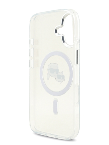 Karl Lagerfeld для iPhone 17 чехол IML NFT Karl & Choup Heads Metal camera Hard White (MagSafe)