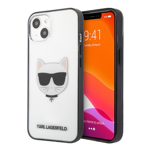 Чехол Karl Lagerfeld Choupette Hard Transparent для iPhone 13, черная рамка