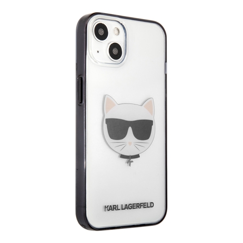 Чехол Karl Lagerfeld Choupette Hard Transparent для iPhone 13, черная рамка