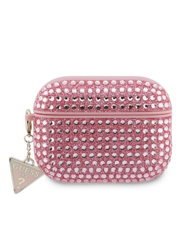 Guess для Airpods Pro 3 чехол Diamond Rhinestone with Triangle charm Pink