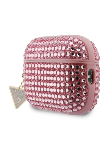 Guess для Airpods Pro 3 чехол Diamond Rhinestone with Triangle charm Pink